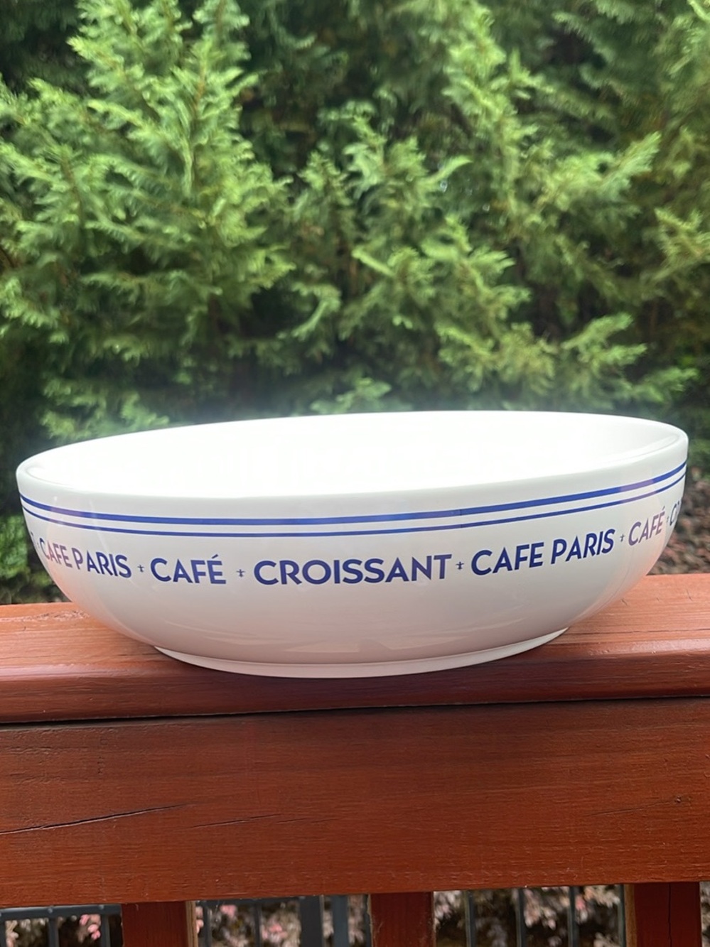 Sur La Table White Ceramic bowl  with Blue Logo